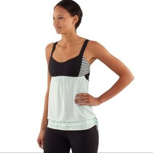 Lululemon Run: Back On Track Tank Mint Moment/Classic Stripe Mint Moment Size 4
